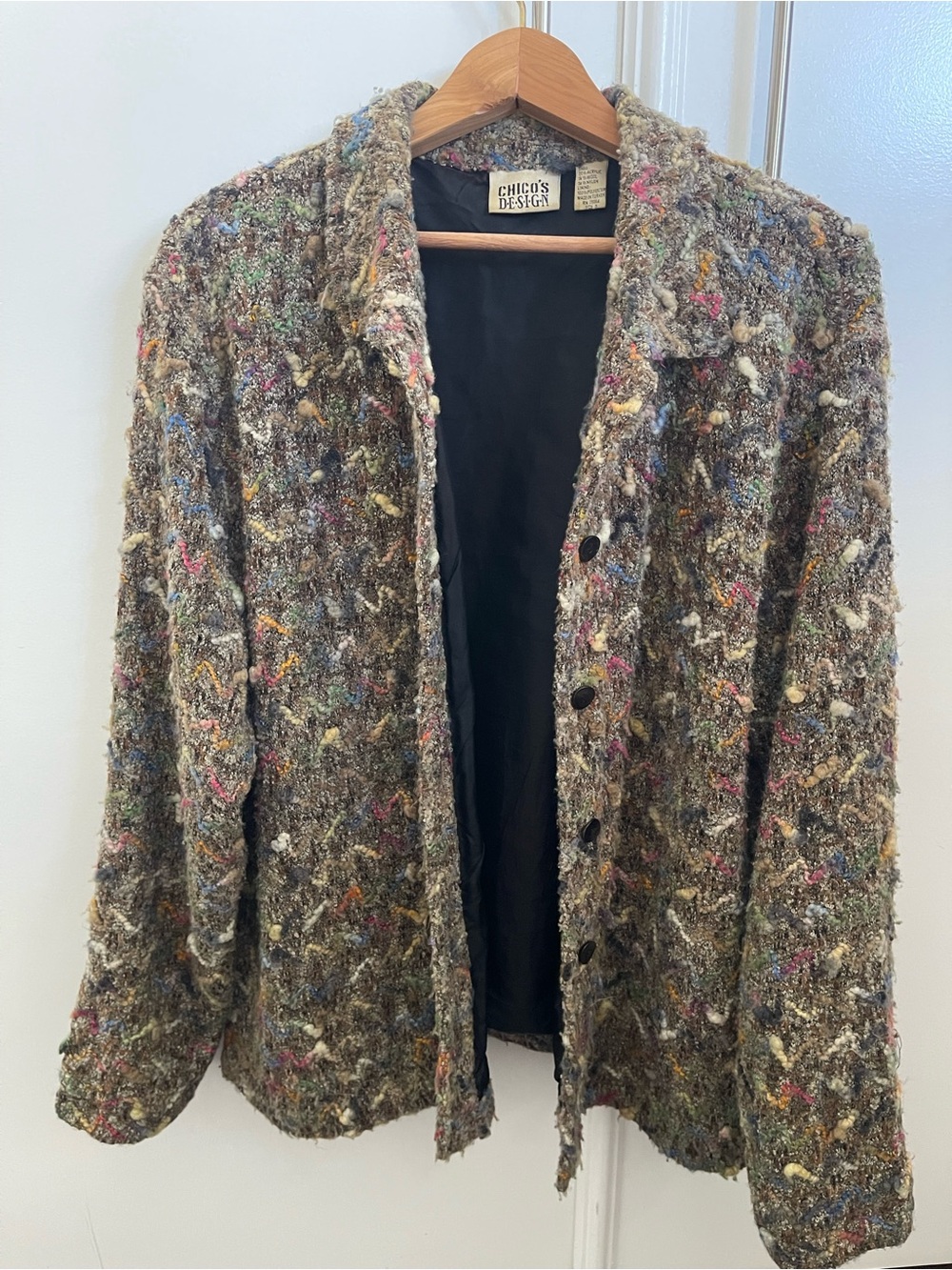 vintage Chico's Design multicolor tweed and boucle knit jacket
